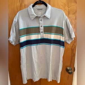 ✨The North Face Men's XL Gray Multicolor Striped Polo Shirt